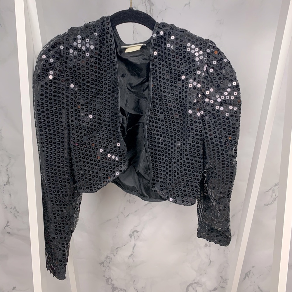 Vintage 80s black sequin Bolero jacket